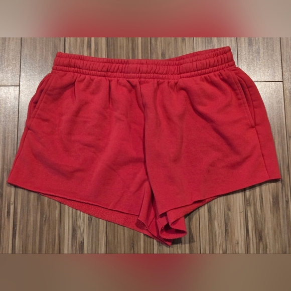 Divided Red Sweat Shorts W/ Pockets - Picture 6 of 6